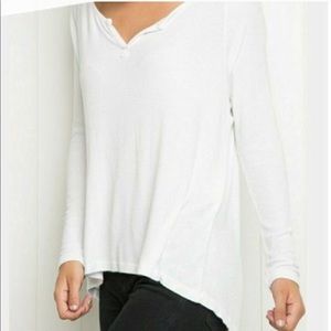 Brandy Melville white ribbed shirt long sleeve